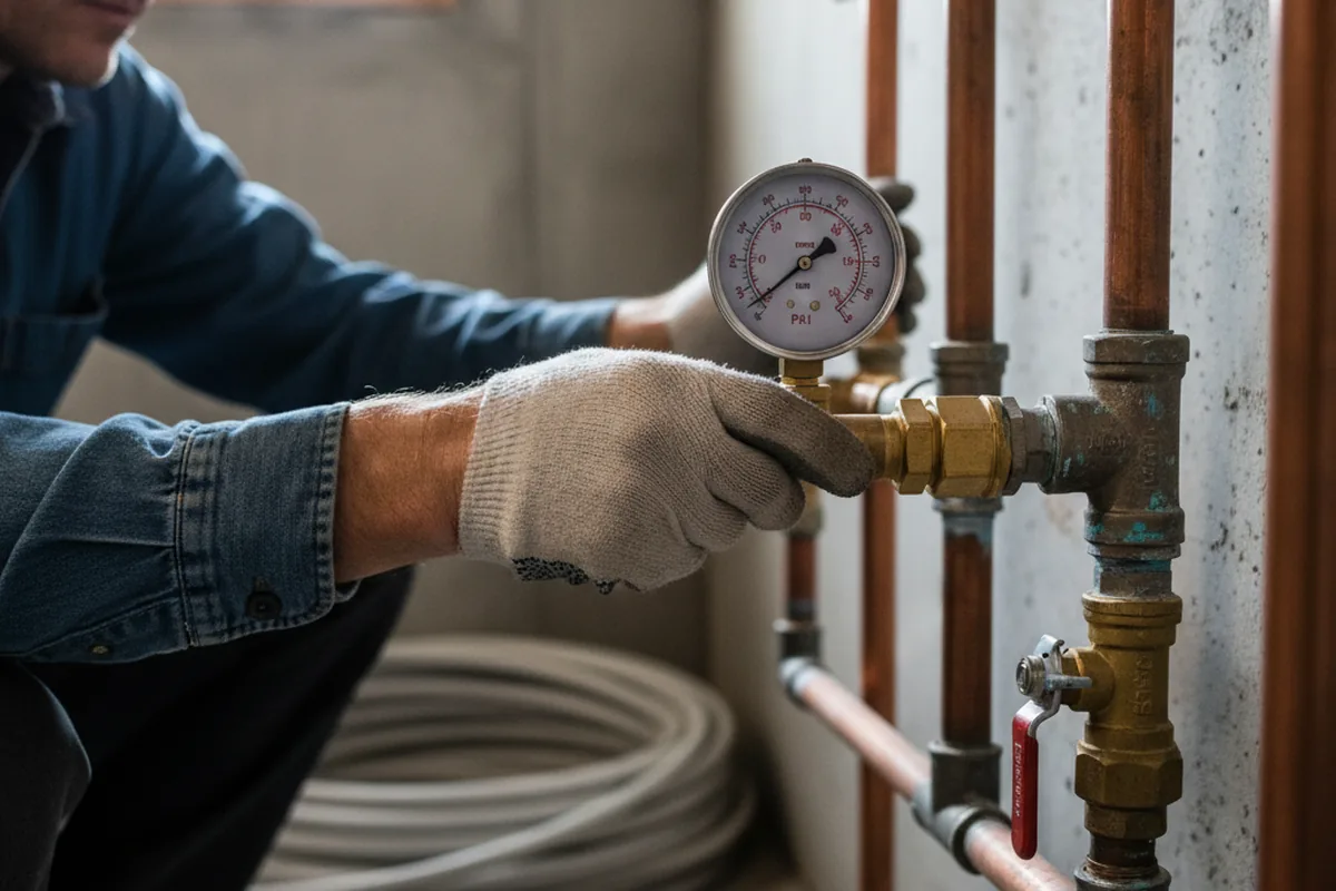 Pressure testing a repaired line during Water Line Repair in West Middletown